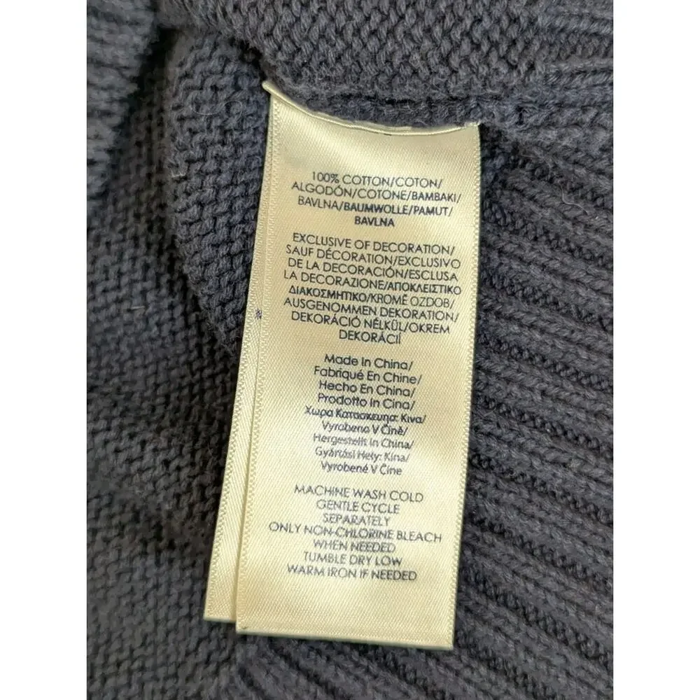 Chaps Shawl Collar Cardigan Mens Small Navy Button Front Knit Sweater Waffle